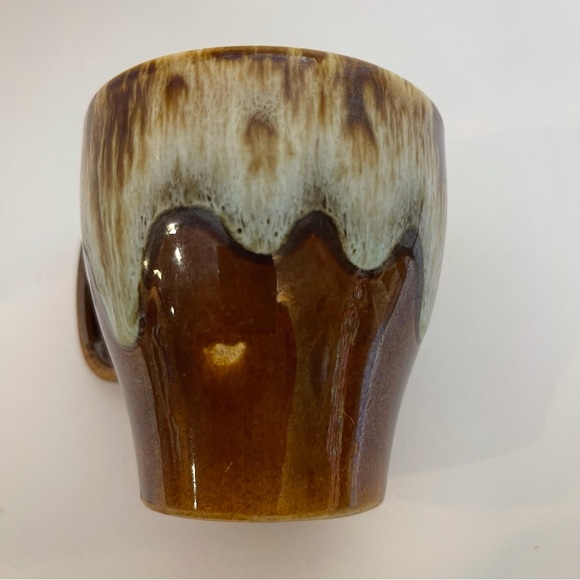 USA Pottery Vintage Brown Drip Glaze Coffee Mugs Set of 2 No Chips - Picture 4 of 5